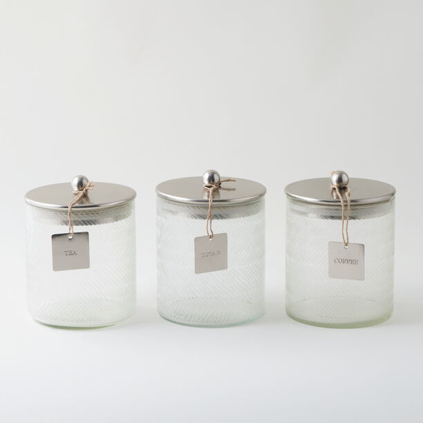 ألبرتو طقم برطمانات زجاج 3 قطع 12*12*14سم، فضي image number 0