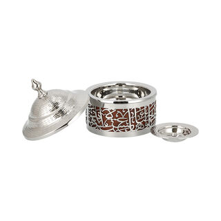 Date Bowl Wood With Steel Cali Silver