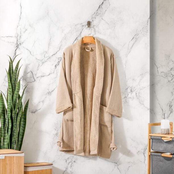 Ambra beige cotton bathrobe S/M image number 6