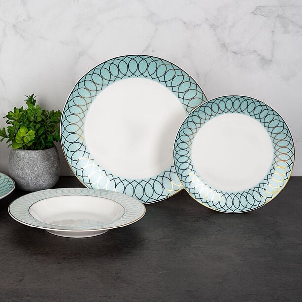 لا ميسا طقم عشاء بورسلان ذهبي/فيروزي 18 قطعة image number 6