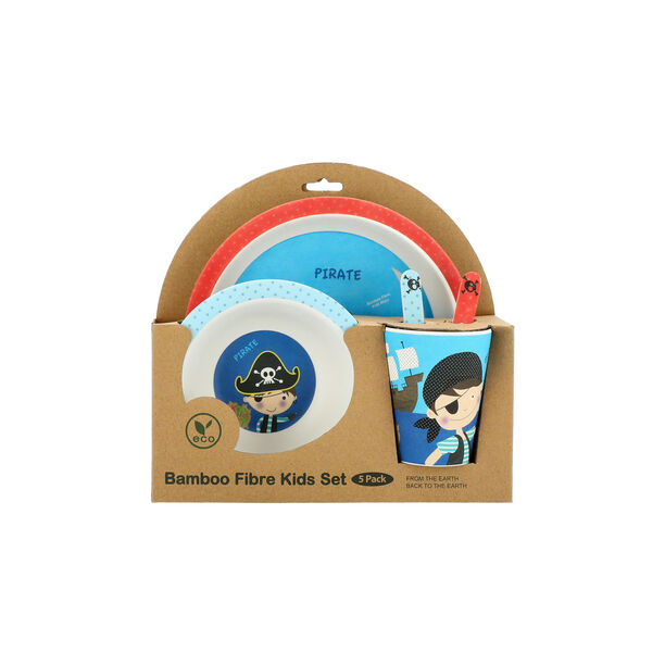 Alberto 5 pieces fiber bamboo kids dinner set pirate boy design image number 0