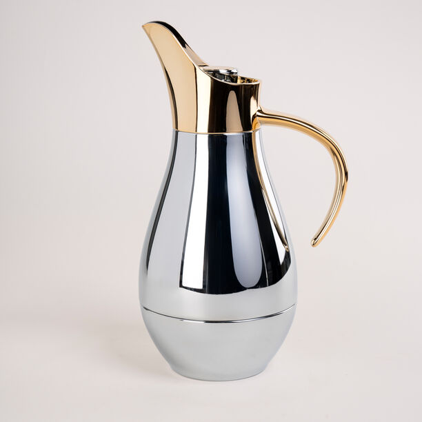 دلتي دلة من الستانلس ستيل كروم وذهبي 1 لتر image number 0