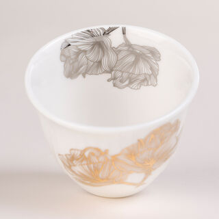 La Mesa white glass and porcelain coffee and tea cups set 21 pcs