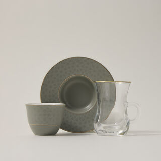 Zukhroof 28Pc Porcelain Tc Set Thumanya Green Serve 6