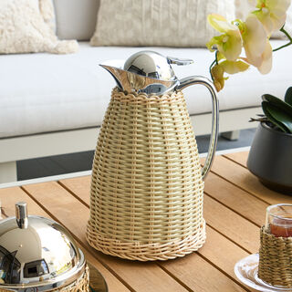 دلتي دلة حافظة للحرارة سعة 1 لتر رصاصي و بيج