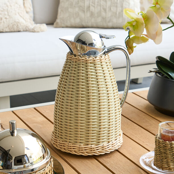 دلتي دلة حافظة للحرارة سعة 1 لتر رصاصي و بيج image number 1