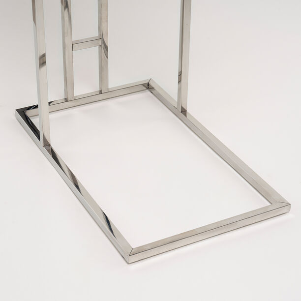Homez silver stainless steel side table with glass top 50*30*60cm image number 4