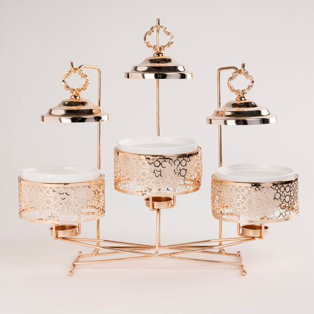 طبق تقديم دائري مع سخّان 3 قطع image number 0