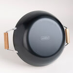 Non Stick Wok Pan With Wood Handle Round Shape Black image number 2