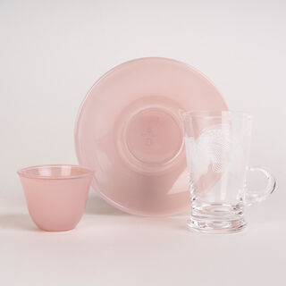 Dallaty peach porcelain and glass Tea and coffee cups set 18 pcs