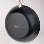 Alberto Non Stick Wok Pan With Wood Handle Round Shape Black image number 4