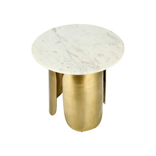 Marble Top Side Table Aluminum Base Gold