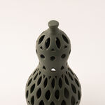 Homez dark green ceramic candle holder 12.1*12.1*24.7 cm image number 5