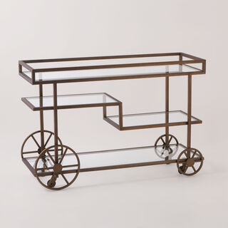Homez metal and glass bar cart, antique bronze 120*40*80