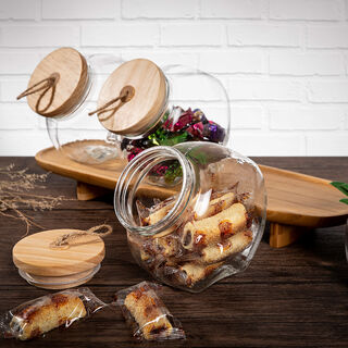 برطمان تخزين زجاج بغطاء خشبي سعة 1550 مل من البرتو