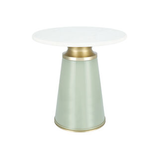 Side Table Grey Glass Base White Marble Top 46 *46 cm