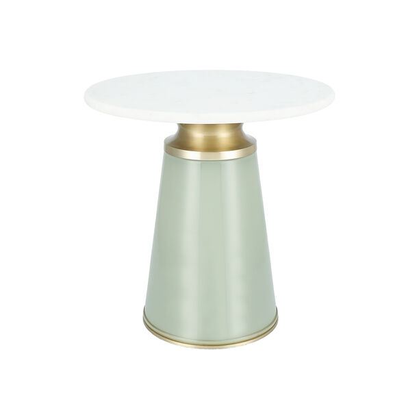 Side Table Grey Glass Base White Marble Top 46 *46 cm image number 2