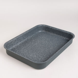 Alberto 2 Pieces Rectangle Forged Aluminum Roaster Set Dark Grey Color