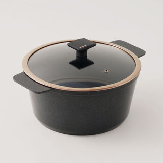 Alberto aluminum casserole with glass lid 2.5L, black