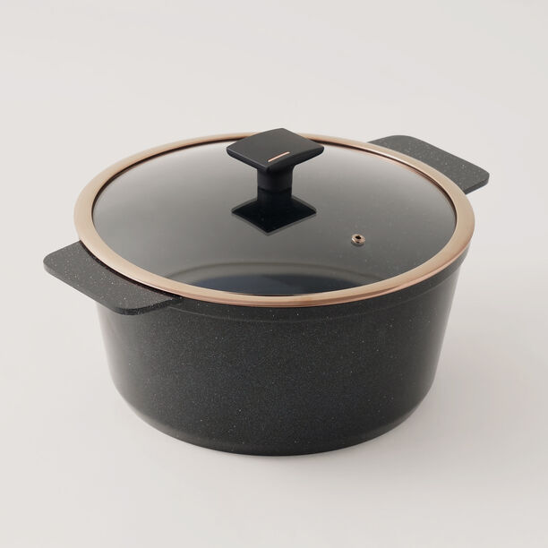 ألبرتو قدر طهي ألومنيوم مع غطاء زجاجي 2.5 لتر، أسود image number 0