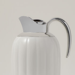 Dallaty pumpk steel vacuum flask white & chrome 1L