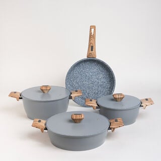 Alberto 7 piece grey granite cookware set