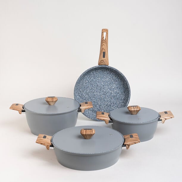 Alberto 7 piece grey granite cookware set image number 0