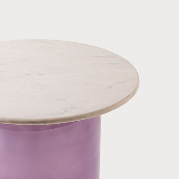 Homez glass side table with marble top 51*47cm, lilac image number 2