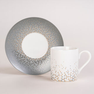 دلتي طقم فناجين قهوة تركي بورسلان رمادي وأبيض 12 قطعة