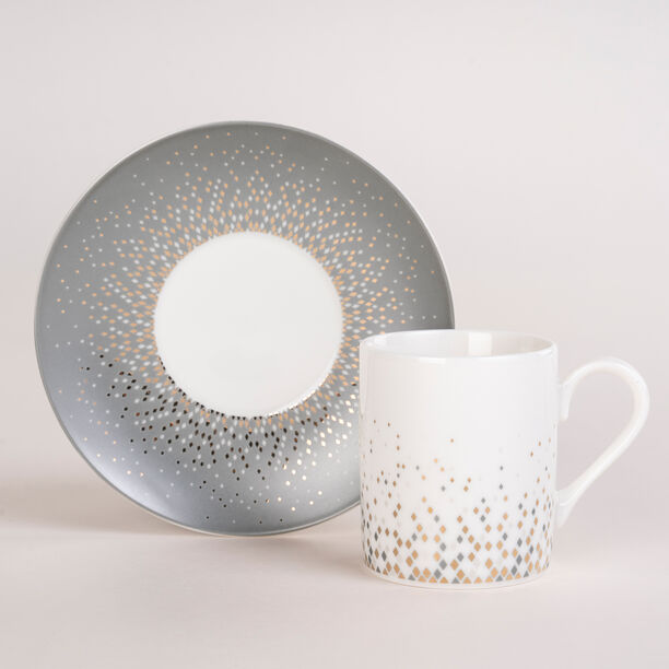 دلتي طقم فناجين قهوة تركي بورسلان رمادي وأبيض 12 قطعة image number 0