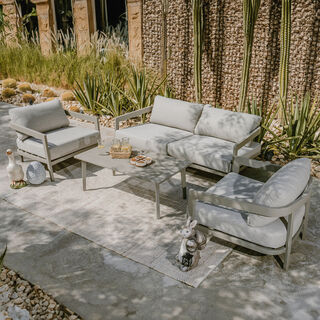 Homez 4pcs aluminum outdoor sofa set with coffee table, grey