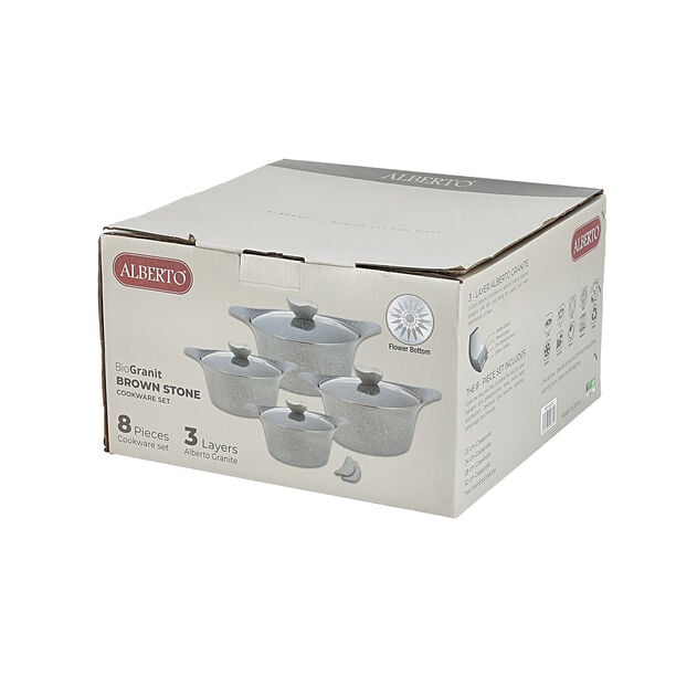 Alberto 8 piece beige granite cookware set image number 8