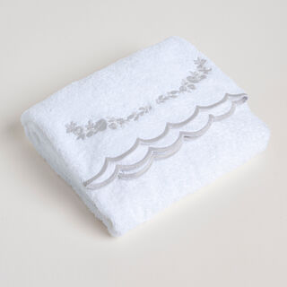 Flower Edge Embroidered Border 100% Cotton Hand Towel White 100% Cotton 50*100 cm
