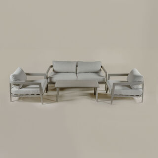 Homez 4pcs aluminum outdoor sofa set with coffee table, grey