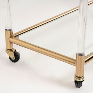 3 Tiers Acrylic Serving Trolley Gold 80x40x81.5Hcm