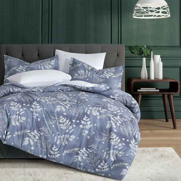 Cottage blue microfiber king comforter set 6 pcs image number 0