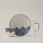 21 Pcs Porcelain Tea And Coffee Set Dark Blue image number 1