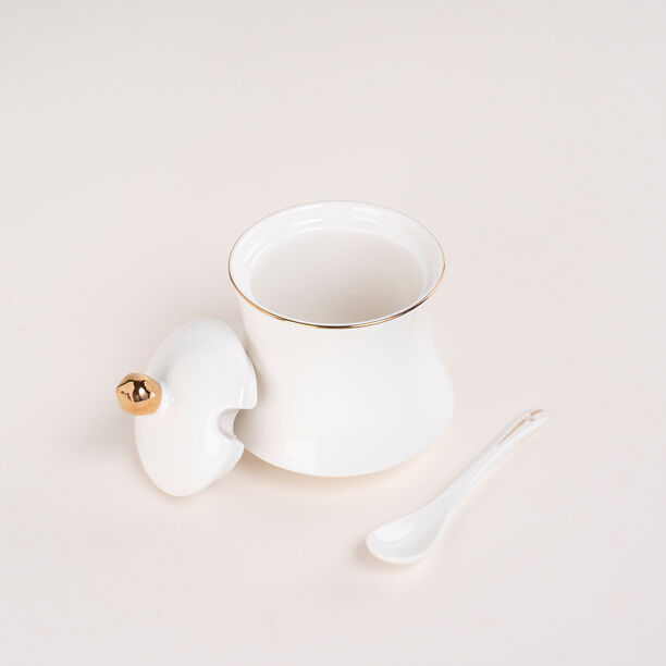 دلتي وعاء سكر بورسلين أبيض image number 3