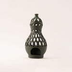 Homez dark green ceramic candle holder 12.1*12.1*24.7 cm image number 4