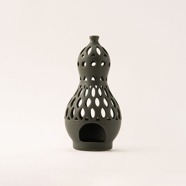 Homez dark green ceramic candle holder 12.1*12.1*24.7 cm image number 4
