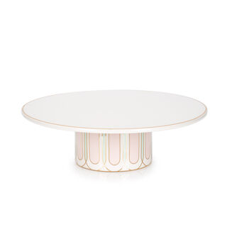 La Mesa white porcelain cake stand with pink base