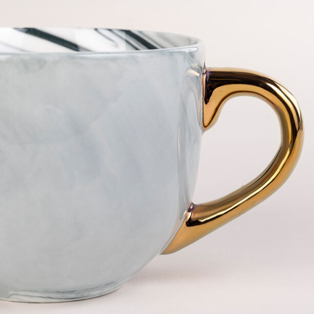 La Mesa Tea Cup & Saucer Set 12 Pieces Grey Marble With Gold image number 2