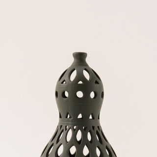 Homez dark green ceramic candle holder 12.1*12.1*24.7 cm