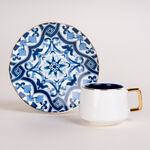 دلتي طقم فناجين قهوة تركي بورسلان لون ذهبي وأزرق 12 قطعة image number 0