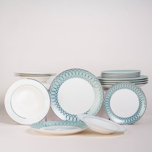 لا ميسا طقم عشاء بورسلان ذهبي/فيروزي 18 قطعة image number 4