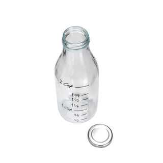 Glass Wide Bottle With Metal Lid Transparent Color