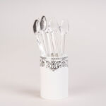 Lamesa 28Pc Porcelain Tc Set G&S White Silver image number 3