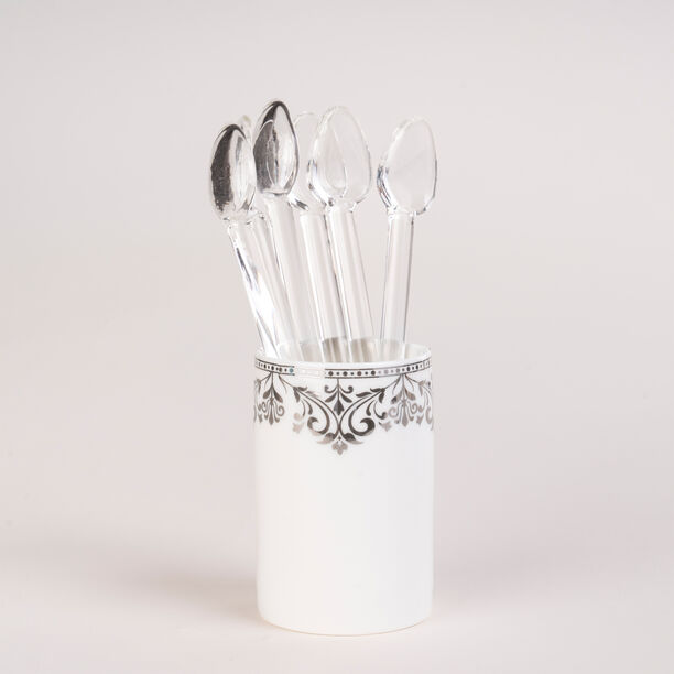 Lamesa 28Pc Porcelain Tc Set G&S White Silver image number 3