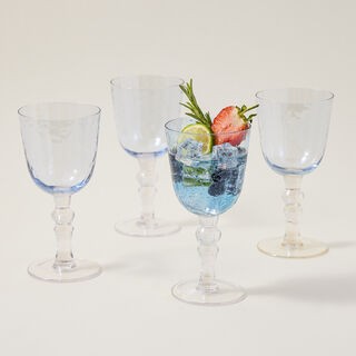 Glass Stem Goblets Cold Spot And Blue Luster