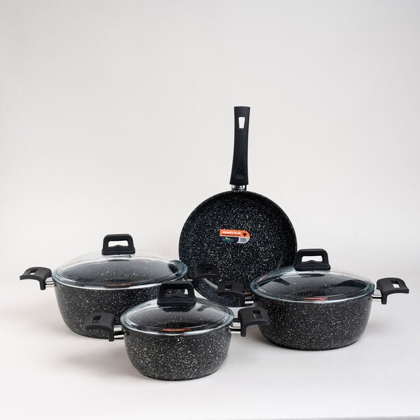 Alberto 7 piece black granite cookware set image number 0